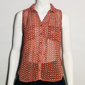 Kenar sleeveless button-down sheer top Sz M
